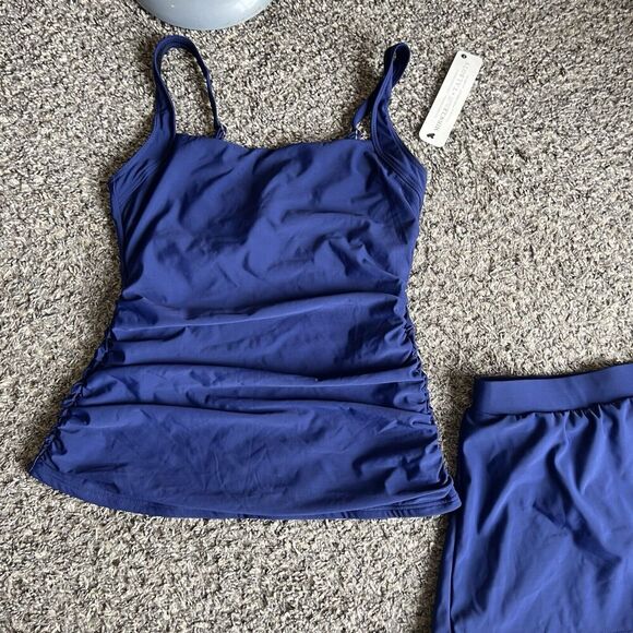 MiracleSuit Talbots Tankini Swim Skirt Set Swimsuit Navy Blue Women Size 6 New - Picture 2 of 7